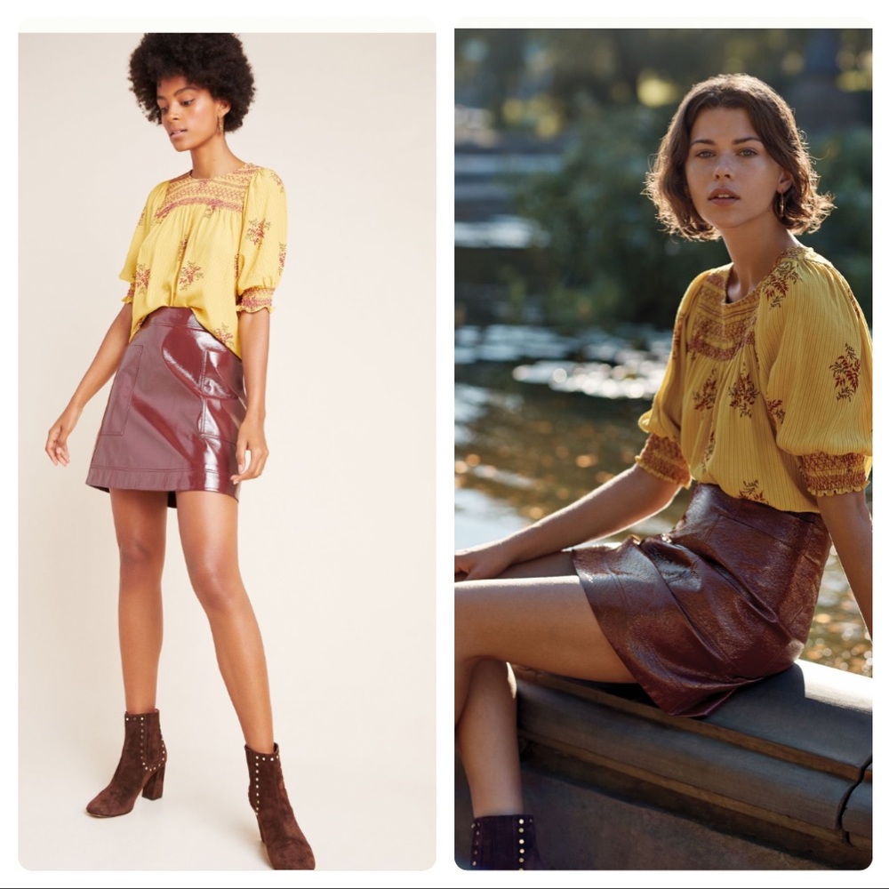 NWT Anthropologie faux patent leather skirt